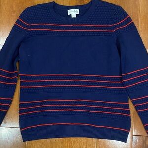 Maison Jules Navy Sweater with Red Accents